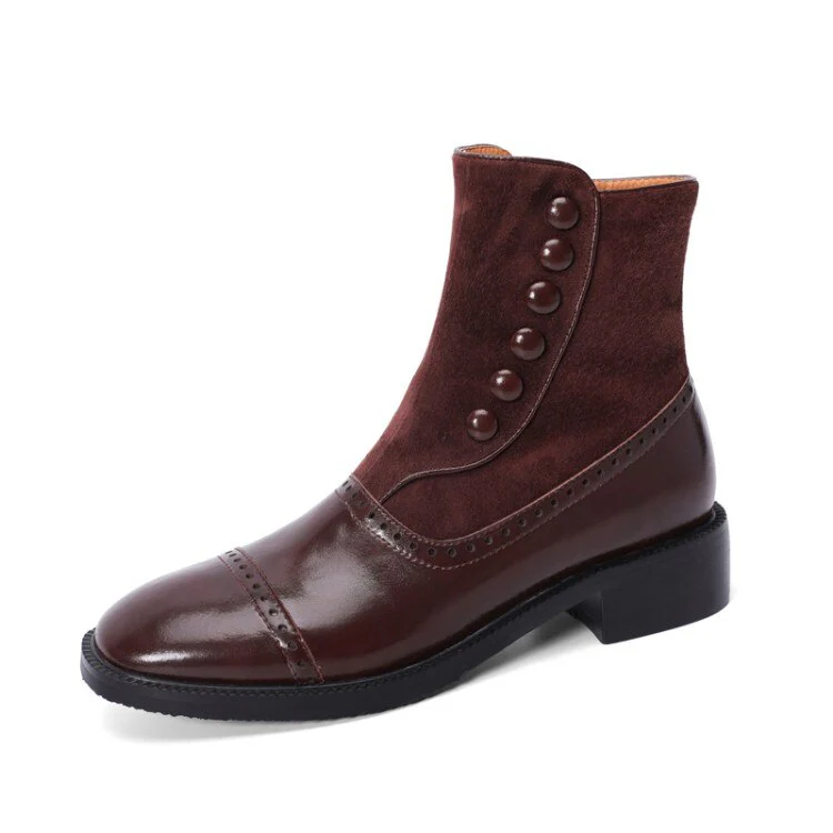 deanwangkt Autumn Boots    Ankle Boots Women Boots with Side Zipper Round Toe Chunky Heel Short Tube Rivet Boots Womens Shoes - Deanwangkt