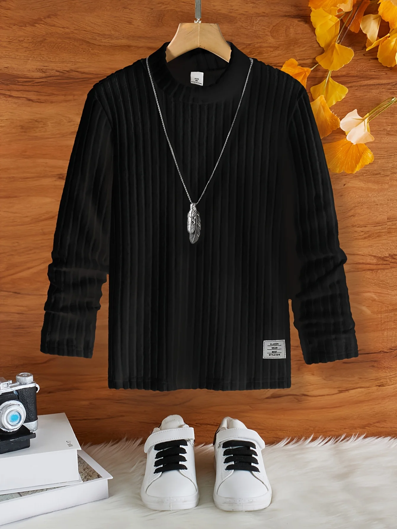 Kid's Casual Turtleneck Sweater, Cable Knit Pullover, Causal Long Sleeve Top, Boy's Clothes For Spring Fall Winter - Deanwangkt