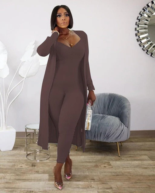 deanwangkt two piece set women 2 piece set women outfits long sleeve cardigans jumpsuit fall clothes for female 2 pieces sets outfits - Deanwangkt