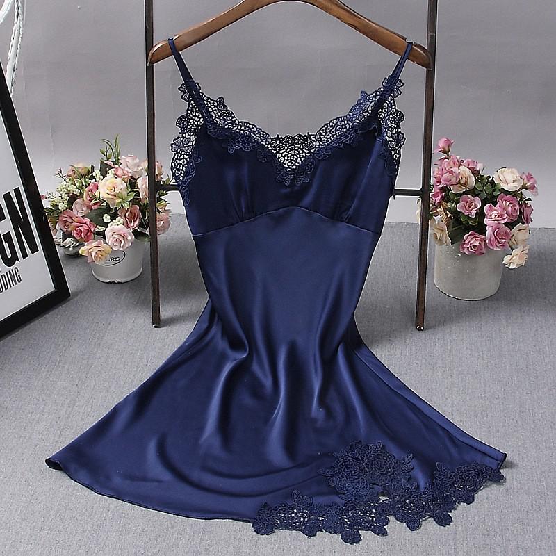 deanwangkt Brand New Chinese Women Robe Satin Nightgown Sexy Nightshirt Sleepwear Lace Bath Gown Summer Casual Home Night Dress Nighty - Deanwangkt