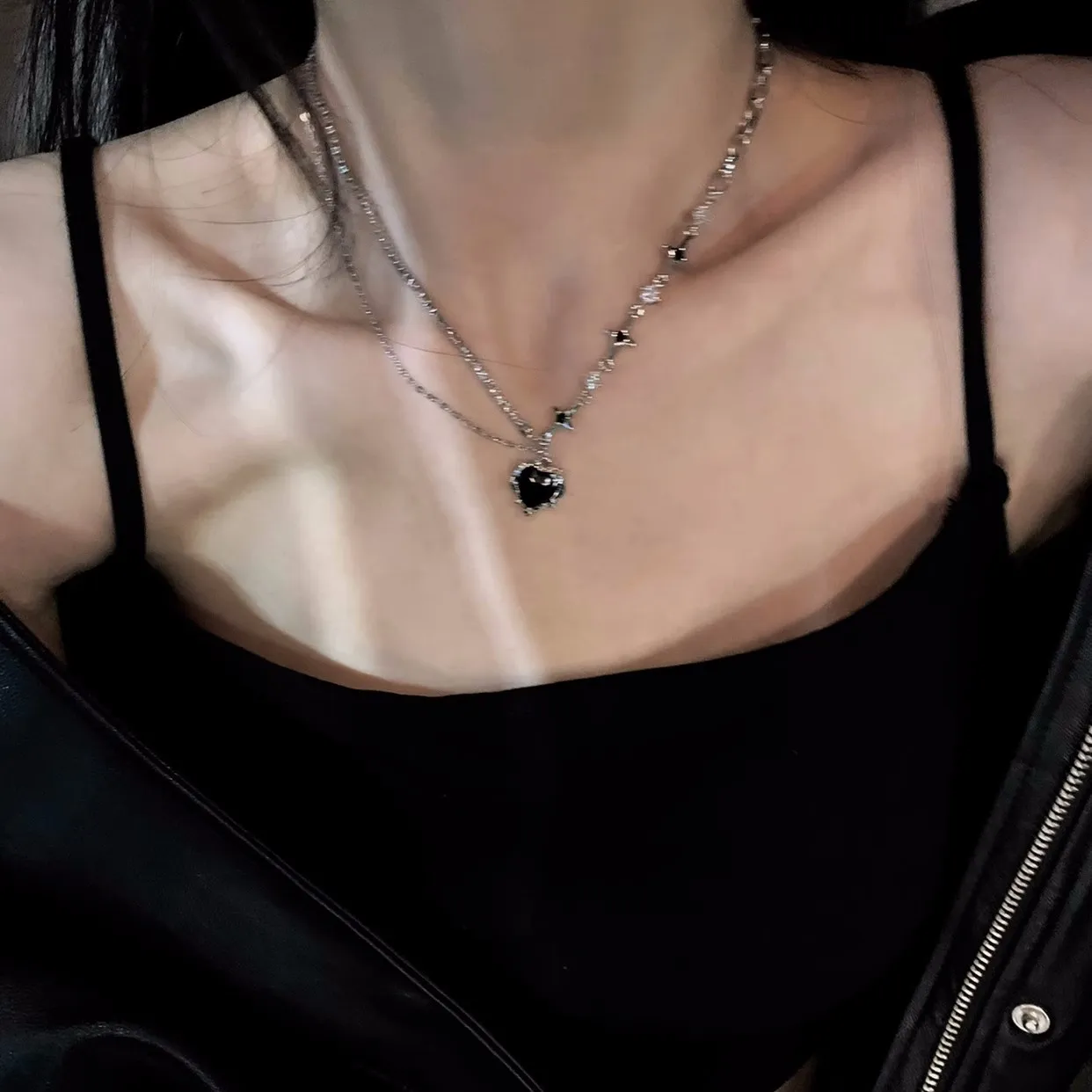 deanwangkt Y2K Star Zircon Pendant Necklace for Women Luxury Sweet Cool Girl Punk Heart Clavicle Chain New Fashion Jewelry Party Gift - Deanwangkt