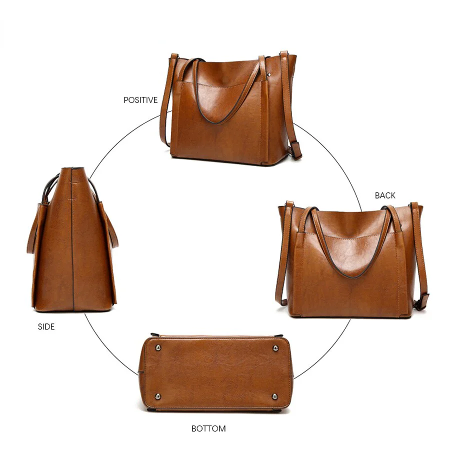 deanwangkt Women Leather Handbags Lady Large Tote Bag Female Pu High Quality Shoulder Bags for Woman Crossbody Bags for Women Clutch Purse - Deanwangkt