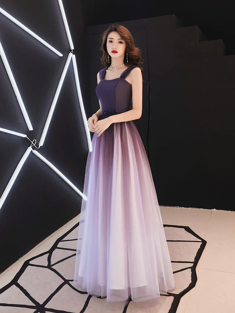 Solvbao Beautiful Light Purple Gradient Tulle Long Formal Dress, Off Shoulder Prom Dress - Deanwangkt