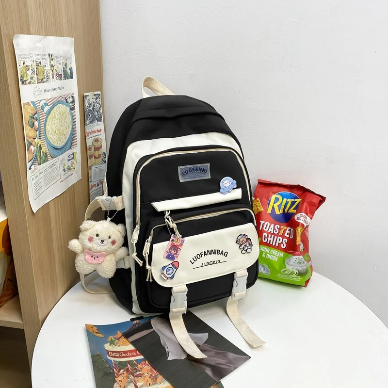 BACK TO SCHOOL  Fashion Women Backpack Cute Nylon Waterproof Set Bag Rucksack Teens Kawaii Bookbag for Girls Schoolbag Travel Mochila - Deanwangkt