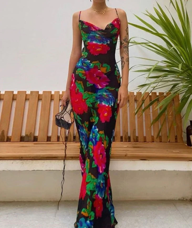 deanwangkt Sexy Off Shoulder Print Summer Long Dress Women Backless Bandage Beach Dresses Female Casual Party Boho Vestidos - Deanwangkt