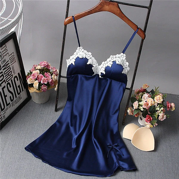 deanwangkt Brand New Chinese Women Robe Satin Nightgown Sexy Nightshirt Sleepwear Lace Bath Gown Summer Casual Home Night Dress Nighty - Deanwangkt