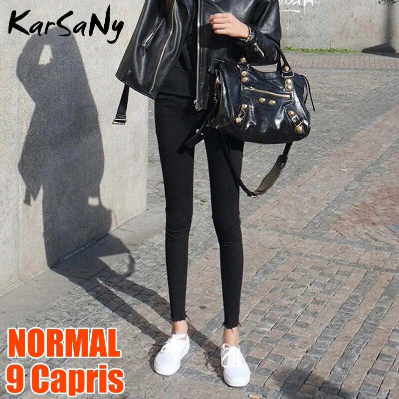 Back To School Skinny Ripped Jeans For Women  Stretch High Waist Black Jeans With Holes Destroyed Women Denim Pants With Holes Summer Jean - Deanwangkt