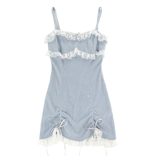 deanwangkt Lace Japanese Sweet Lolita Dress Women Bow Pink Kawaii Party Mini Dresses Female Blue Princess Korean Fashion Dresse Winter - Deanwangkt