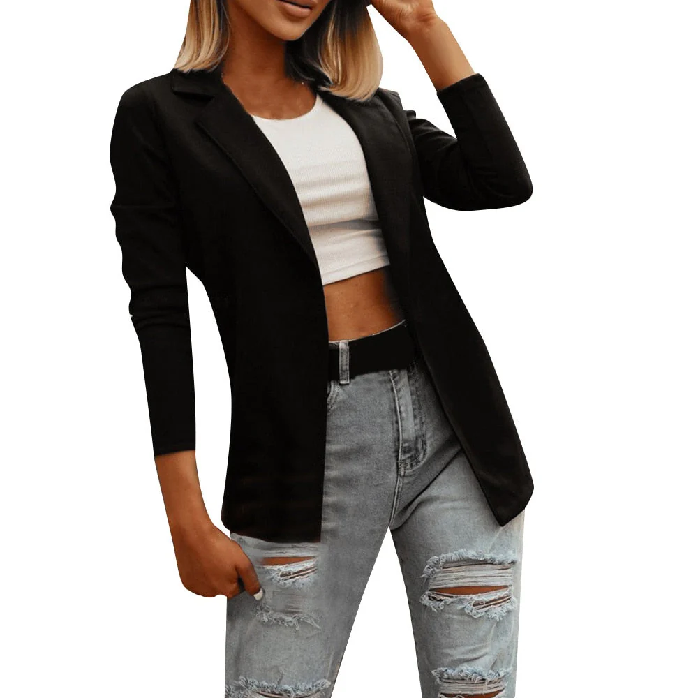 deanwangkt  Spring Women's Blazer Coat Black Solid Loose Casual Elegant Blazers Female Fashion Formal Office Large Size Ladies Clothing - Deanwangkt
