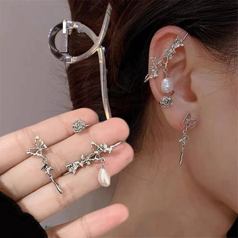 Fashion Korean Delicate Zircon Butterfly Clip Earrings For Women Elegant Pearl Earring No Piercing Cartilage Ear Cuff Jewelry - Deanwangkt