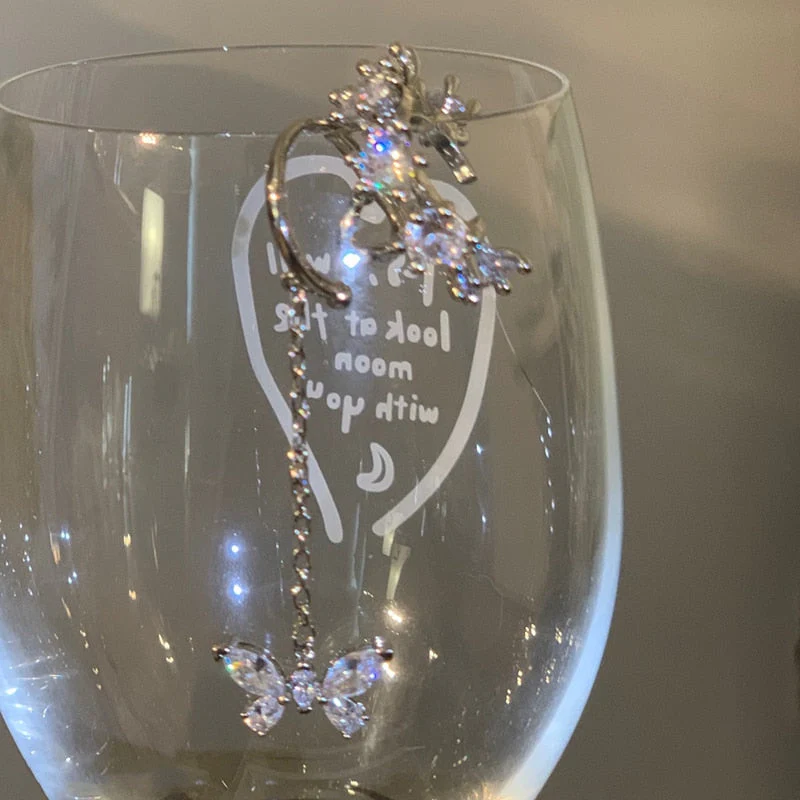 Korean Delicate Zircon Butterfly Clip Earrings For Women Girls Fashion Shiny Circle No Piercing Cartilage Ear Jewelry - Deanwangkt