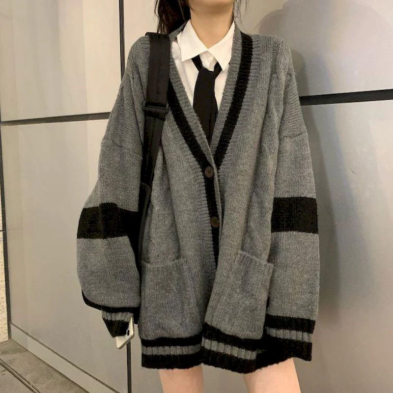 deanwangkt Suit Japanese College Style Girl Youth Knit Cardigan Sweater Student Shirt Pleated Skirt Vintage Fall Clothes For Women Oversize - Deanwangkt