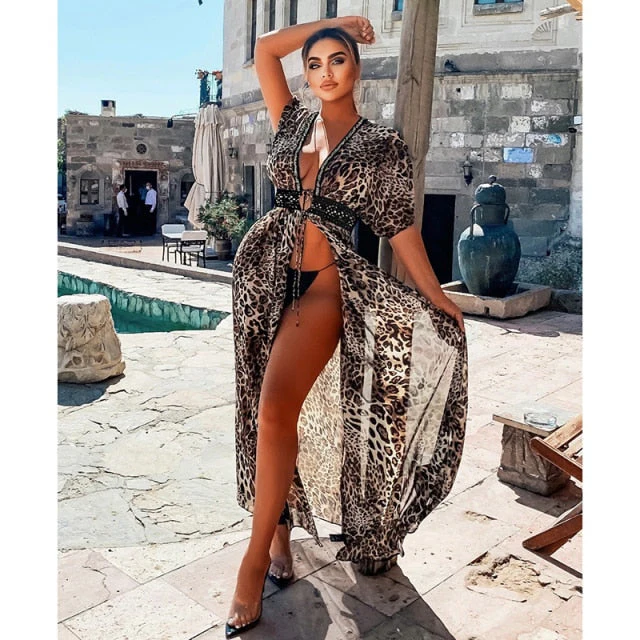 deanwangkt Crochet White Knitted Beach Cover up dress Tunic Long Pareos Bikinis Cover ups Swim Cover up Robe Plage Beachwear - Deanwangkt