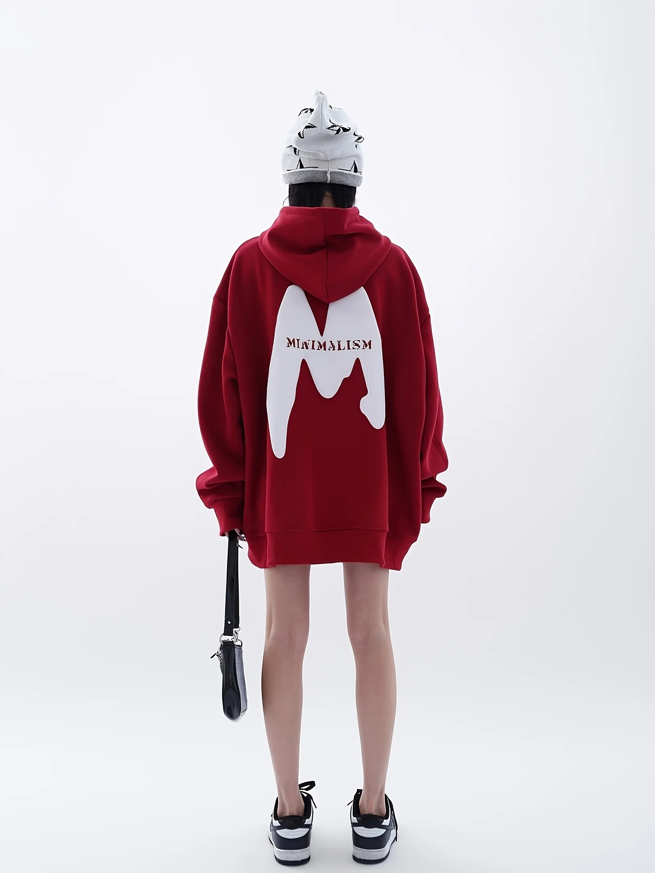 Minimalism Letter Print Drawstring Oversized Pocket Hoodies, Casual Fall Winter Sweatshirt, Women's Clothing - Deanwangkt