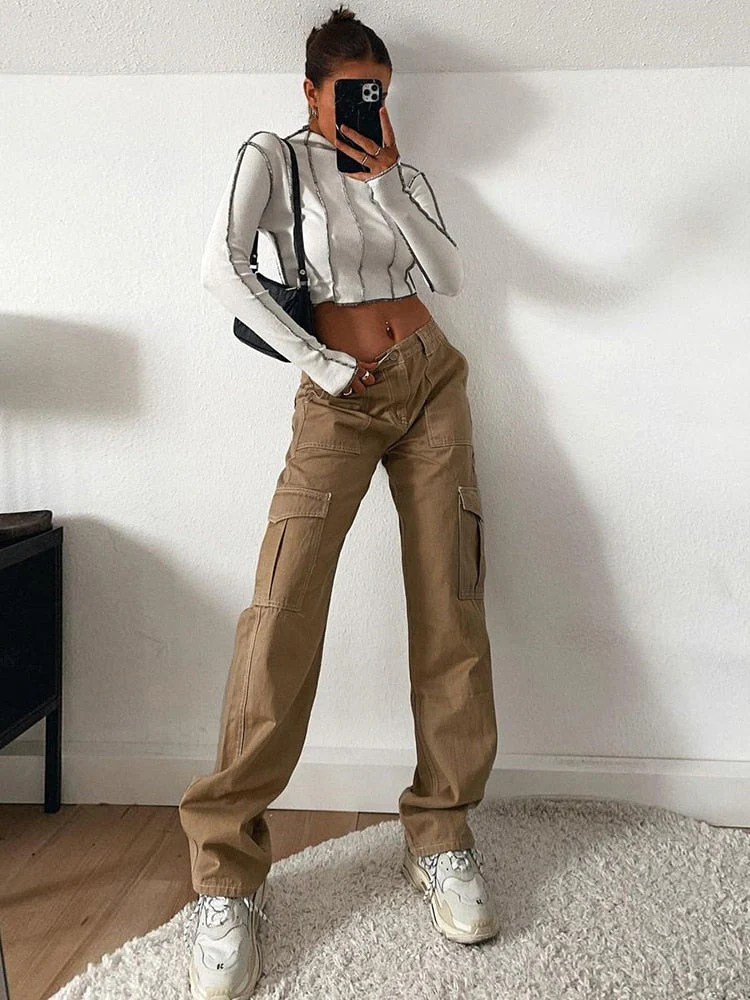 Graduation Gifts Baggy High Waist Jeans Woman 90s Streetwear Straight Cargo Pants Casual Mom Boyfriend Wide Leg Denim Trousers Capri - Deanwangkt