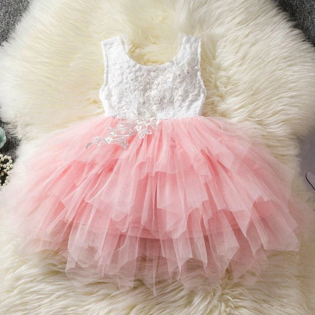 Flower Newborn Baby Dress New Summer Cute Baby Girls Clothes Tulle Lace Infant XMAS Party Clothing 1 Year Birthday Dress - Deanwangkt