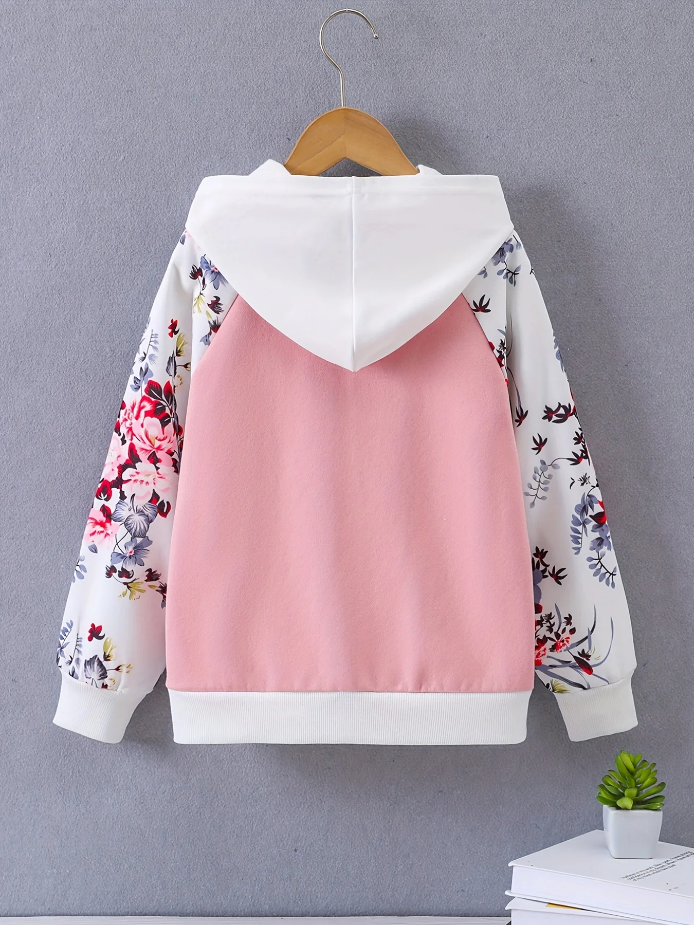 Girls Zip Jacket Floral Print Long Sleeve Fleece Warm Jacket Coat For Kids Teens Autumn And Winter - Deanwangkt