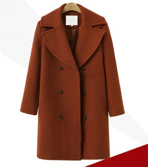 deanwangkt Elegant Double Breasted Long Ladies Coat Oversized Outwear  Winter Women Wool Coats Casual Effects Jackets Woolen Overcoat - Deanwangkt