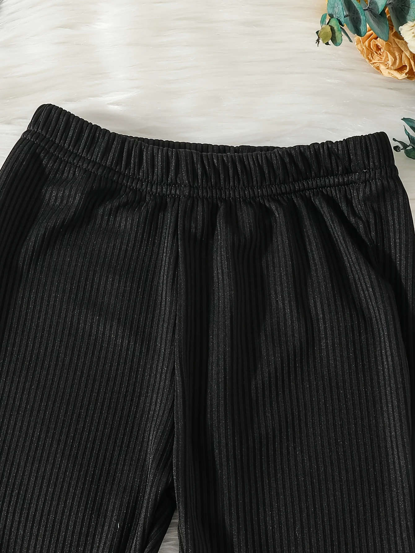 Girls' Ribbed Bell Bottom Trousers Stretch Slim For Outerwear Kids Flared Tight Pants For Spring And Autumn - Deanwangkt