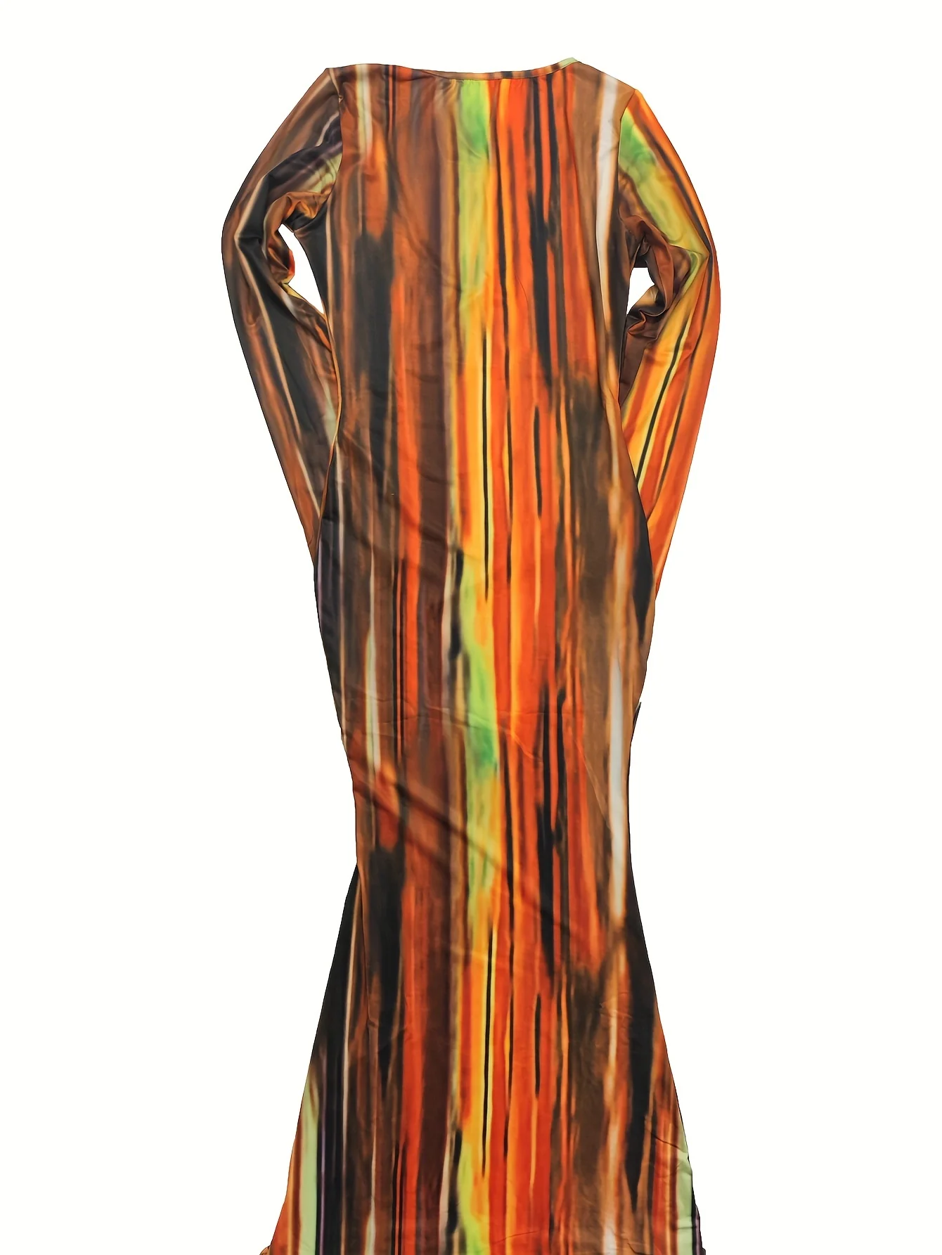 deanwangkt  Striped Print Bodycon Dress, Sexy Long Sleeve Maxi Dress, Women's Clothing - Deanwangkt