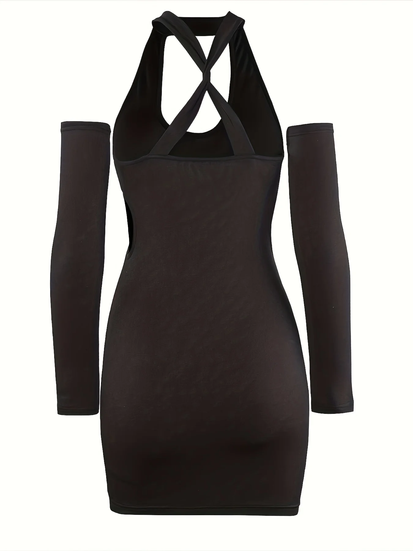 deanwangkt  Cut Out Solid Bodycon Dress, Club Wear Backless Mini Dress, Women's Clothing - Deanwangkt