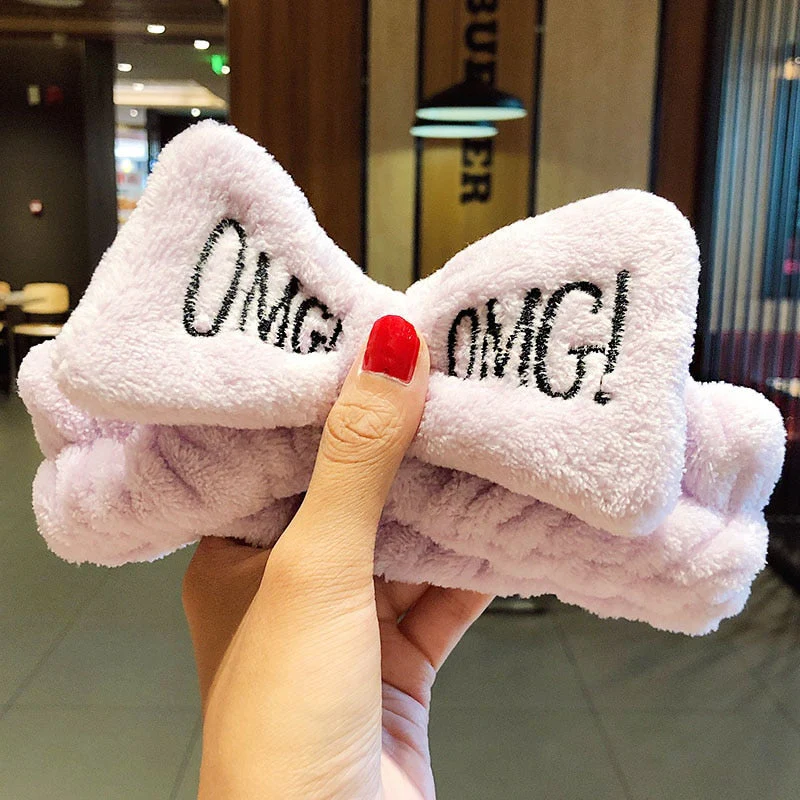 Wash Face Hair Holder Hairbands Soft Warm Coral Fleece Bow Animal Ears Headband For Women Girls Turban Fashion Hair Accessories - Deanwangkt