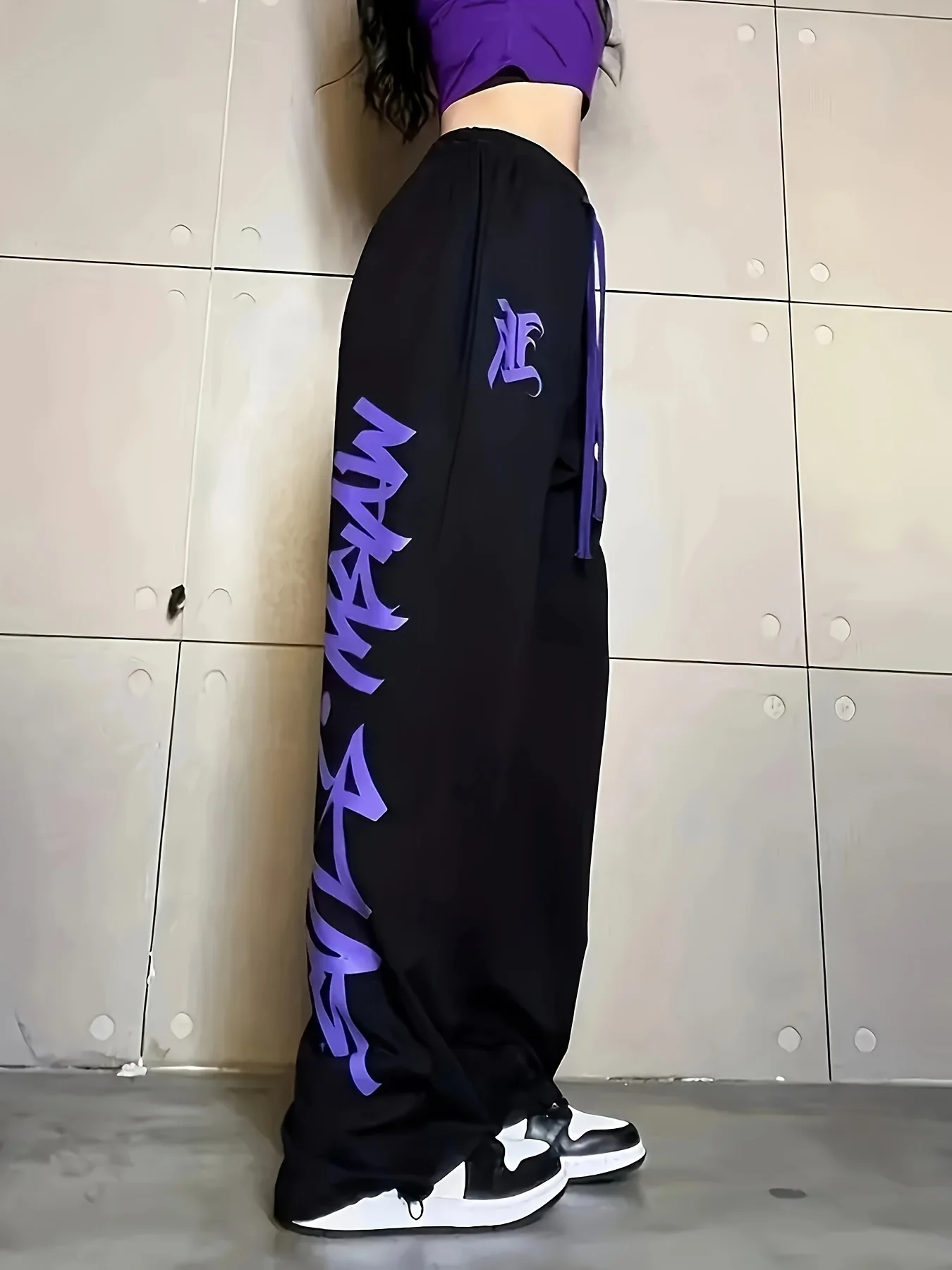 deanwangkt-1  Hip Hop Solid Drawstring Pocket Joggers, Casual Elastic Waist Dancing Pants, Women's Clothing - Deanwangkt