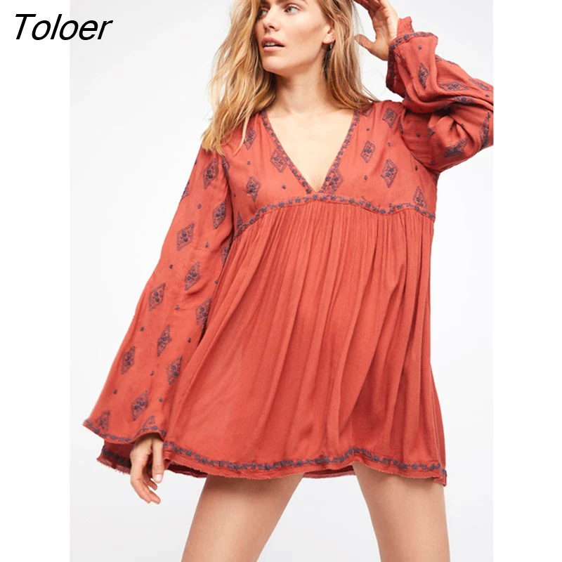 deanwangkt V-Neck Long Sleeve Spring Summer Shirt Blouse Women Diamond Embroidered Top Blusa Big Hem Casual Beach Top Shirts Blouses - Deanwangkt