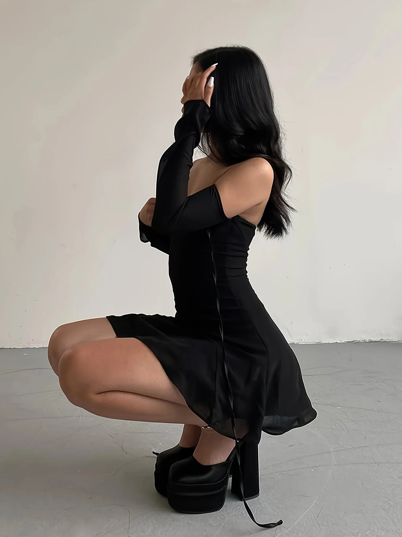 deanwangkt  Solid Halter Neck Backless Dress, Elegant Off Shoulder For Spring & Summer, Women's Clothing - Deanwangkt