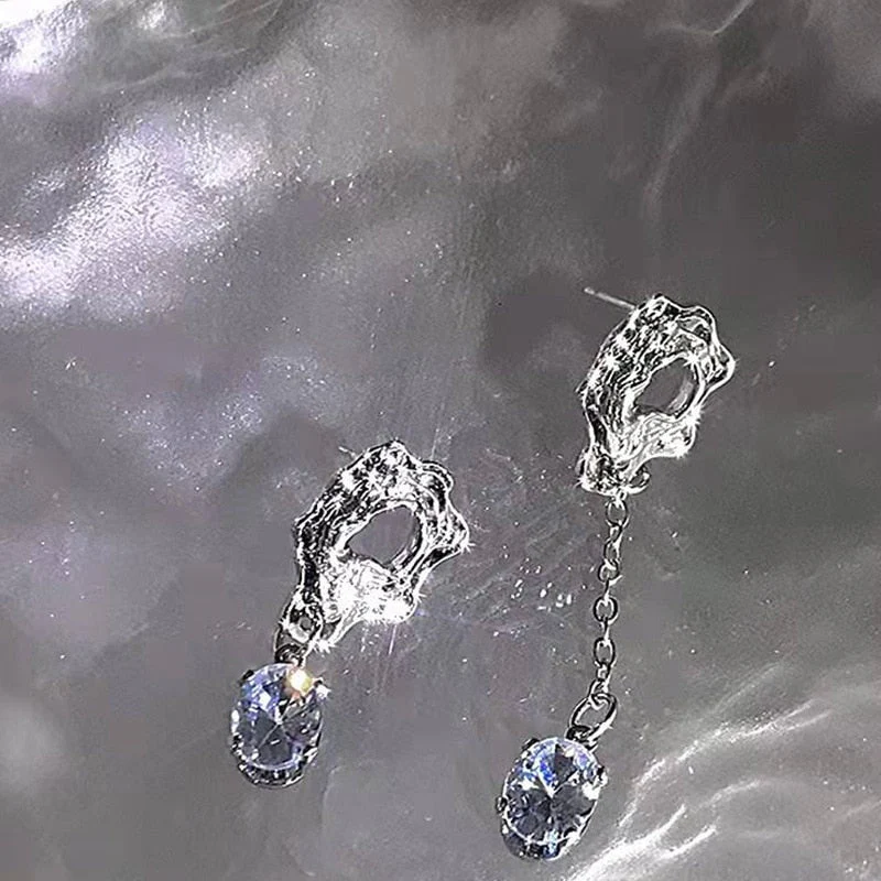 deanwangkt New Punk Style Liquid butterfly Stud Earring for Woman Cool Metal Butterfly Earrings Y2K Aesthetic Jewelry Party Gift - Deanwangkt