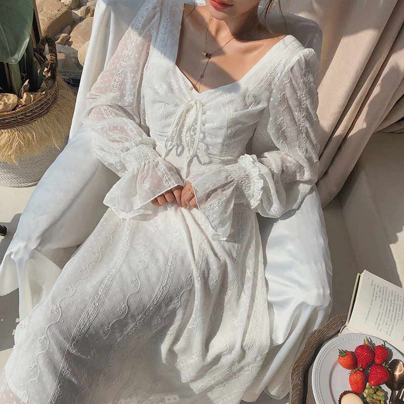 Vintage Fairy Dress Women Elegant Designer Chiffon Dress Long Sleeve French Party Midi Dress Casual Women's Clothing Autumn - Deanwangkt