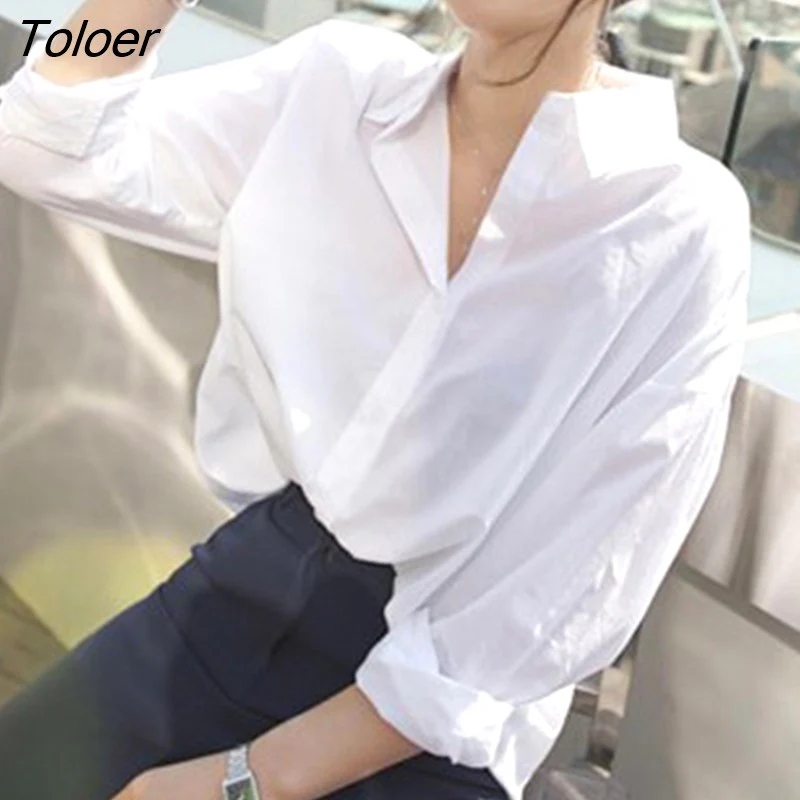 deanwangkt Spring White Shirt Women Long Sleeve Oversized Women Blouse Femme Cotton Shirts For Women Loose Casual Blouses Tops 8874 - Deanwangkt