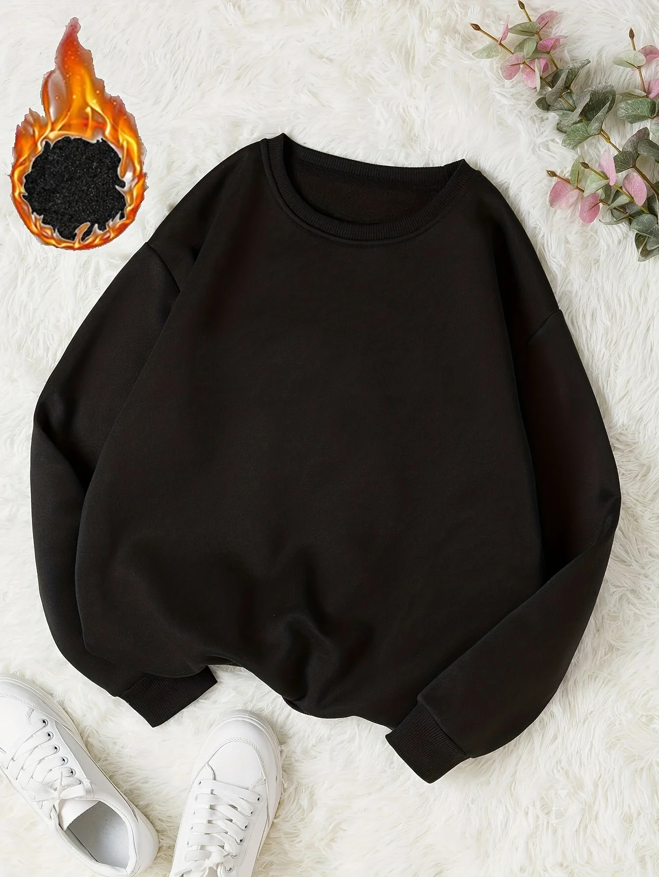 Women's Round Neck Long Sleeve Drop Shoulder Sports Sweatshirts, Casual Sports Pullover, Women's Athleisure - Deanwangkt