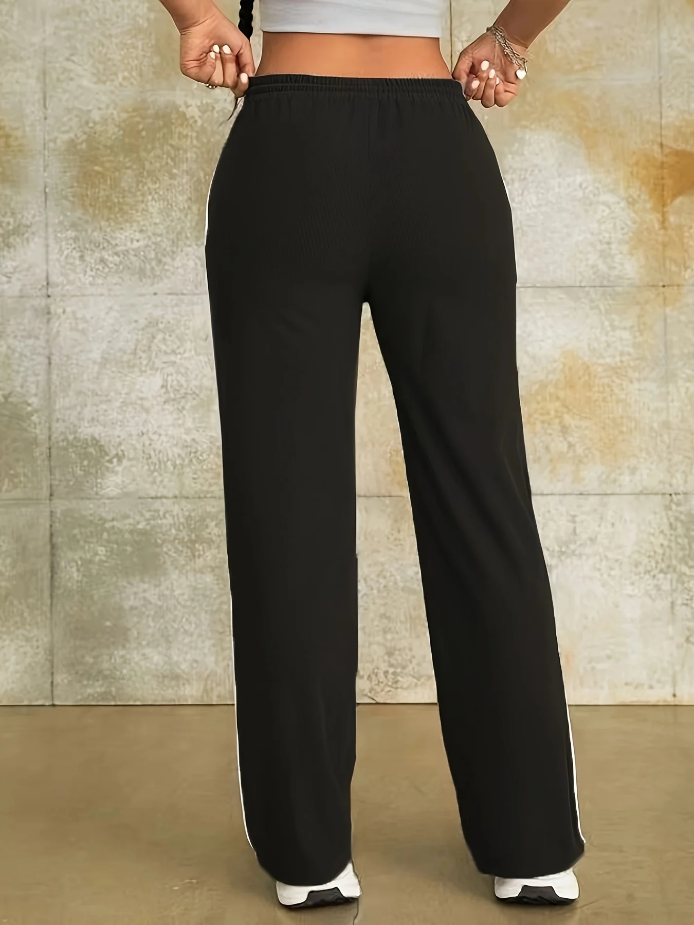 deanwangkt  Letter C Print Slim Pants, Casual Drawstring Waist Pocket Pants For Spring & Fall, Women's Clothing - Deanwangkt