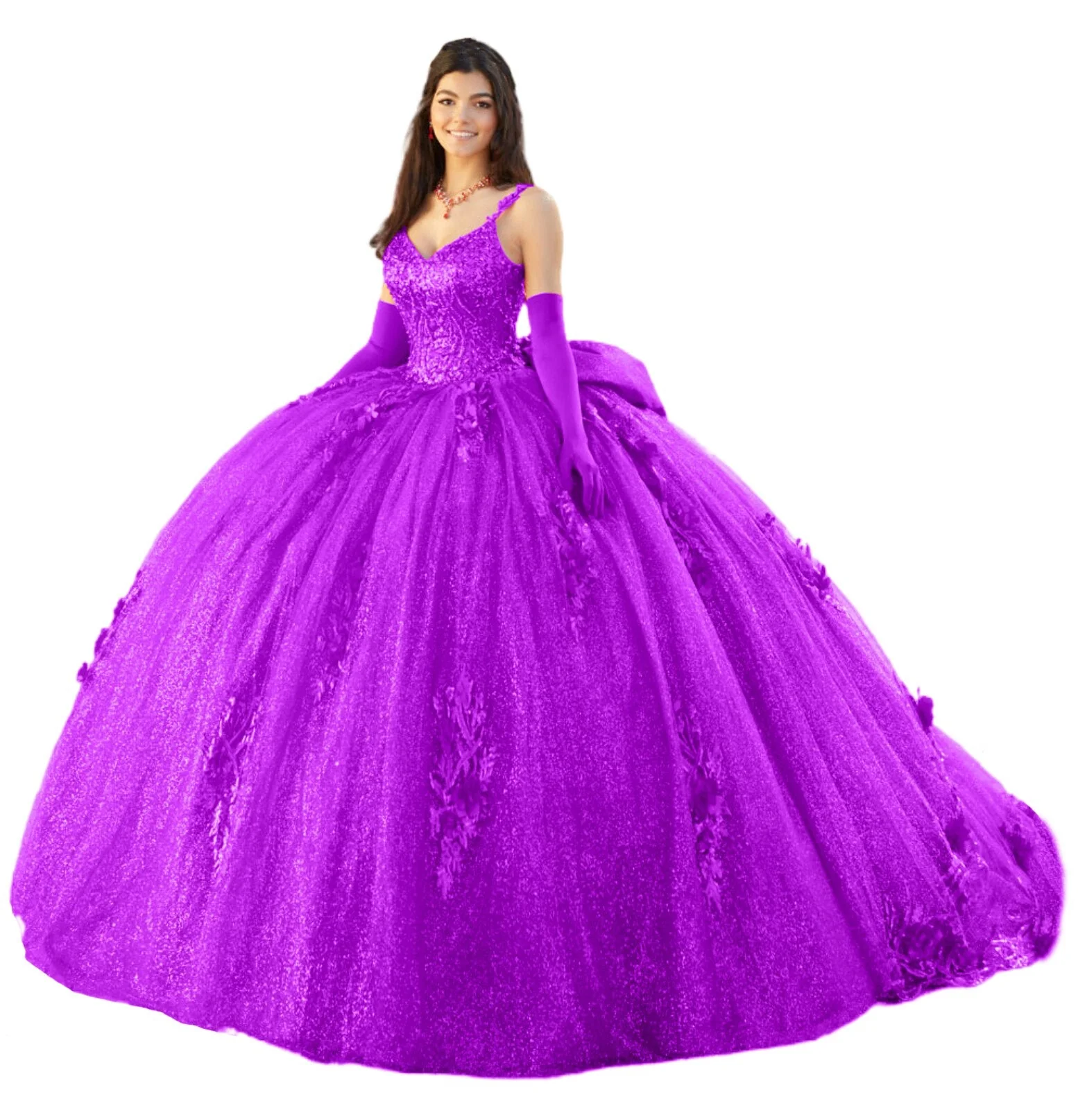 deanwangkt  Sequins Quinceanera Dresses  Sweet 15 Ball Gowns Crystal Bow Flower Lace Luxuy Girls Birthday Evening Formal Party Beaded Women - Deanwangkt