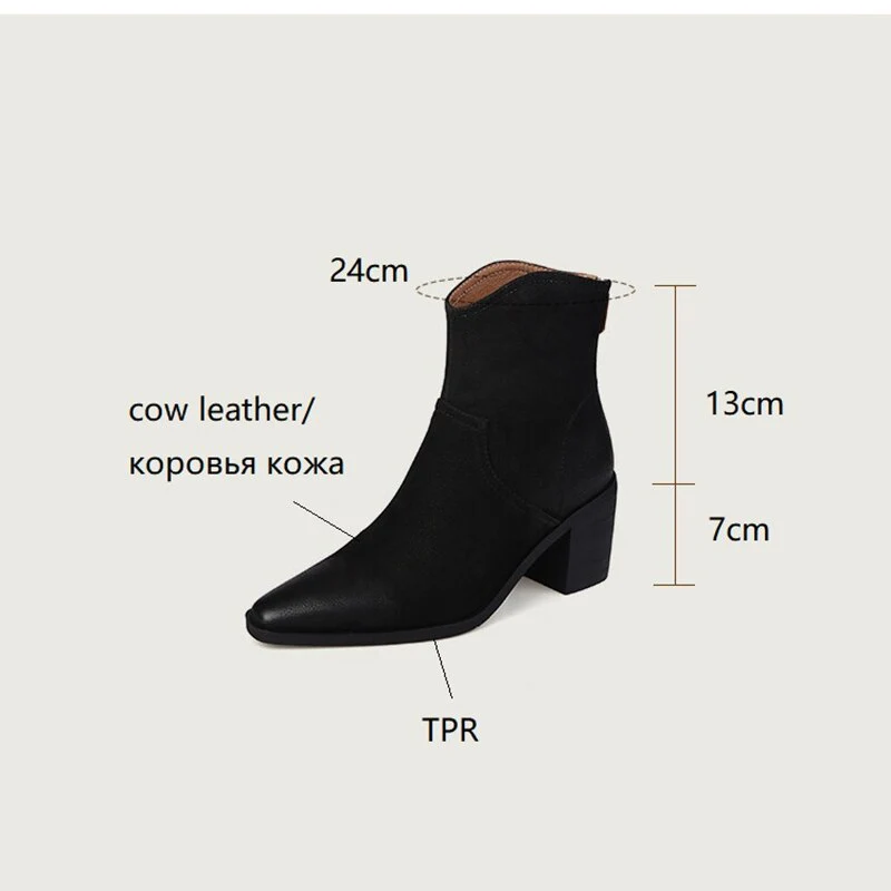deanwangkt Autumn Shoes    NEW Fall/Winter Women Shoes Pointed Toe Chunky Heel Boots Genuine Leather Black Boots for Women Fashion Hight Heel Modern Boots - Deanwangkt