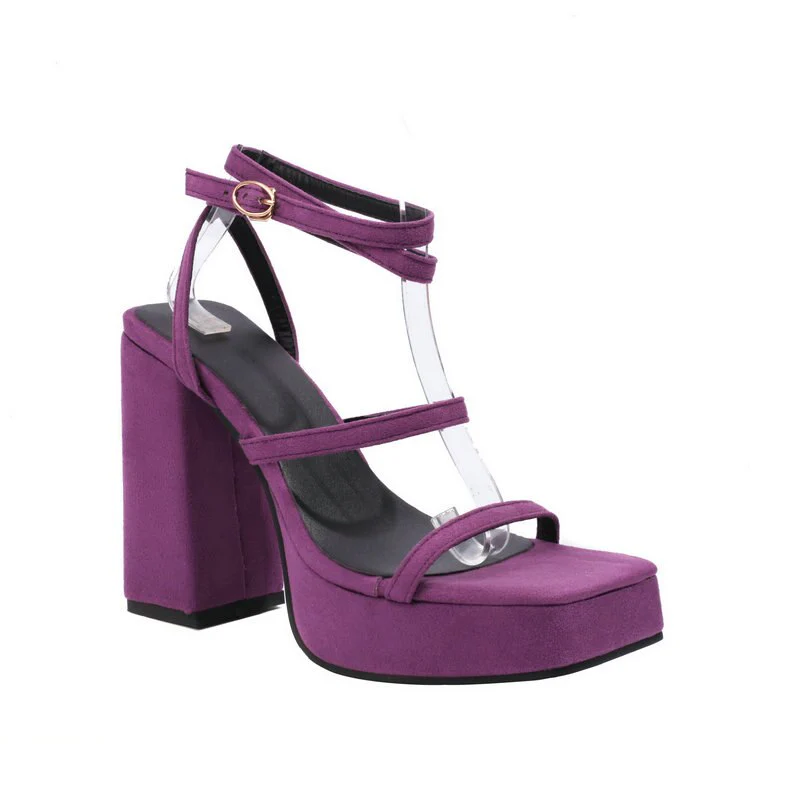 Joskka  Women Open Toe Party Wedding Hoco Shoes Summer Dress Pumps Block High Heels Ankle Cross-strap Platform Gladiator Sandals - Deanwangkt