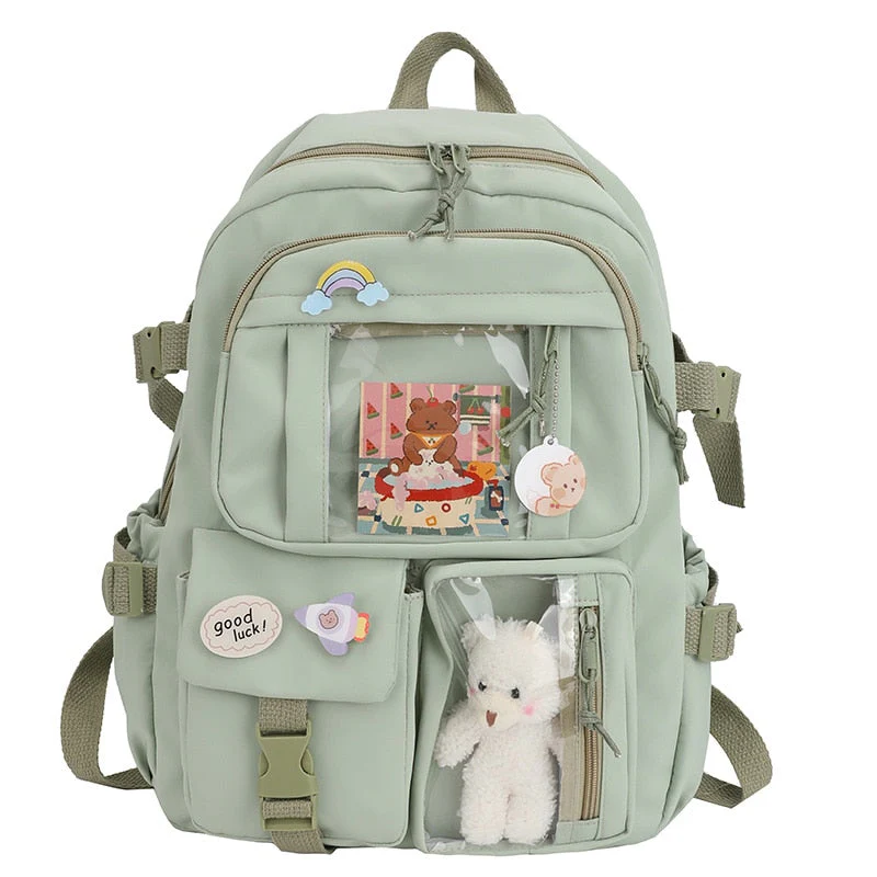 deanwangkt Cute Women Backpacks Waterproof Multi-Pocket Nylon School Backpack for Student Female Girls Kawaii Laptop Book Pack Mochilas - Deanwangkt