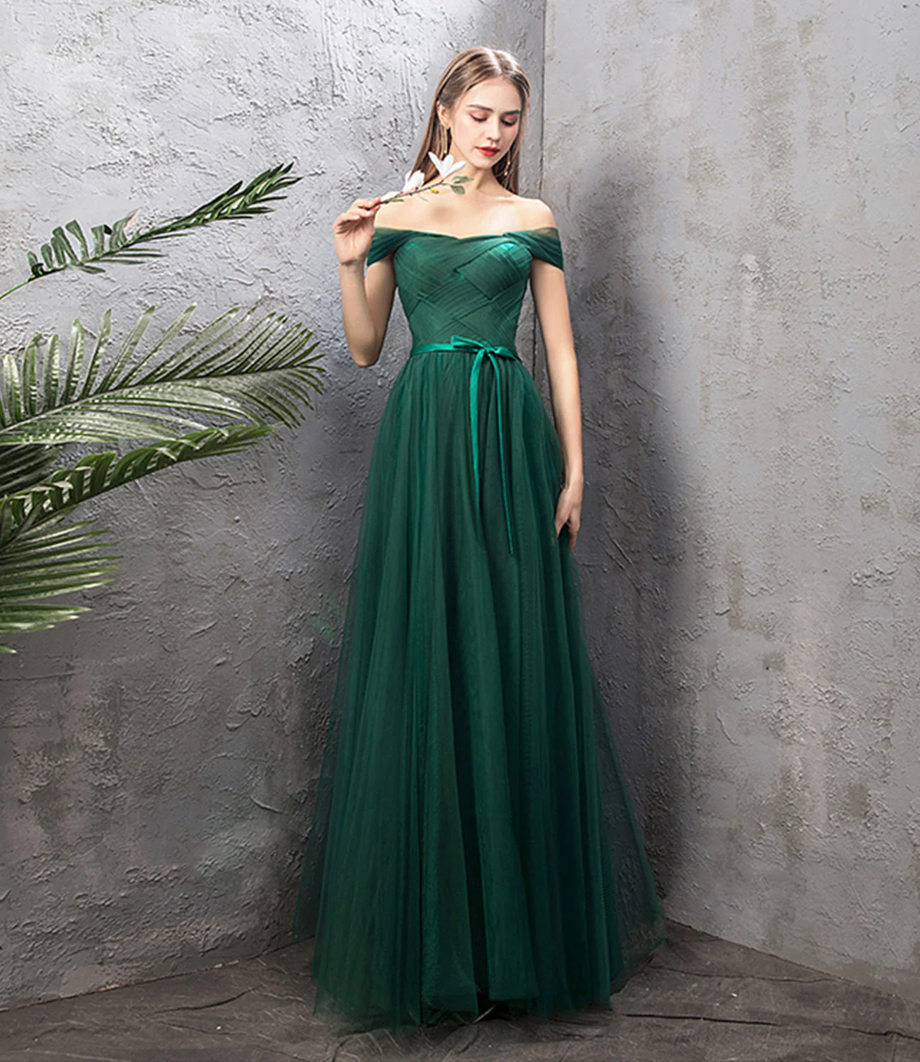 solvbao Green Tulle Long Prom Dresses, A-Line Evening Dresses - Deanwangkt