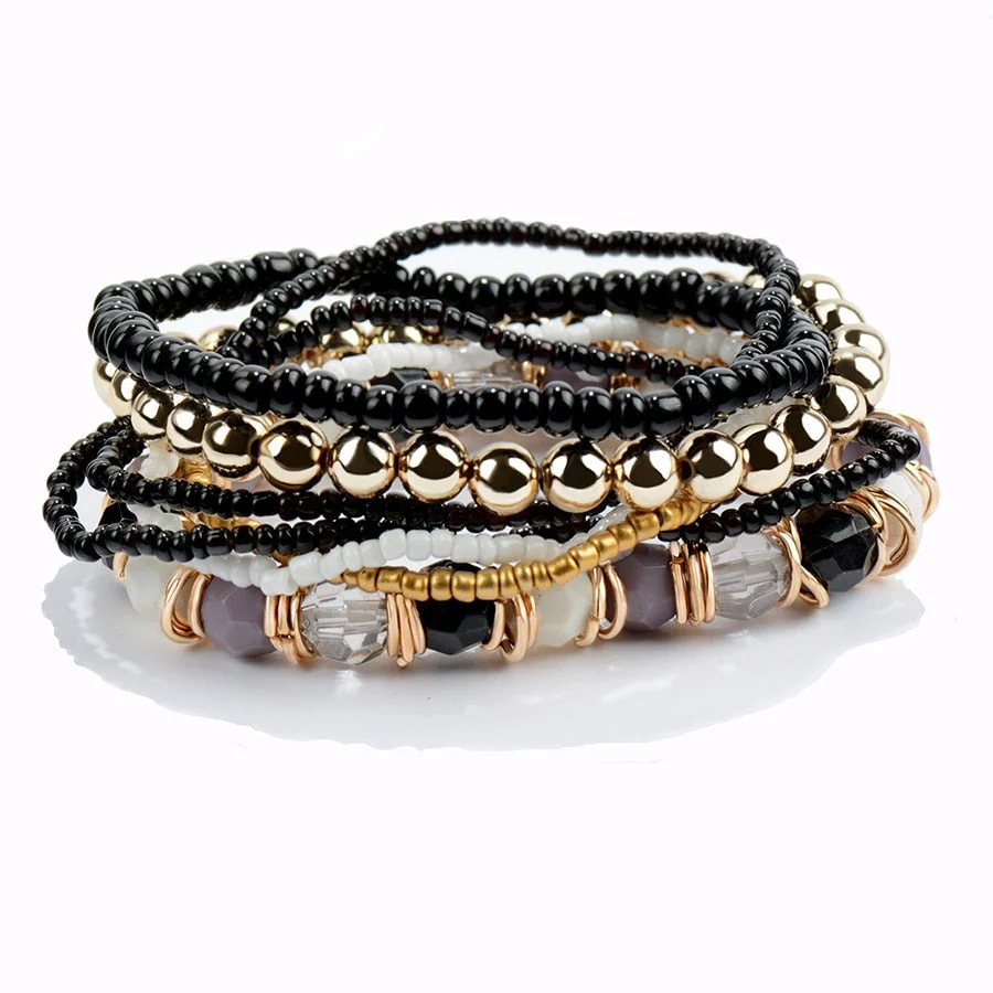 DEANWANGKT Bohemian Fashion Jewelry MutiLayer Beads Bracelets & Bangles for Women Elastic Strand Pulseras Mujer Femme Bijouterie - Deanwangkt