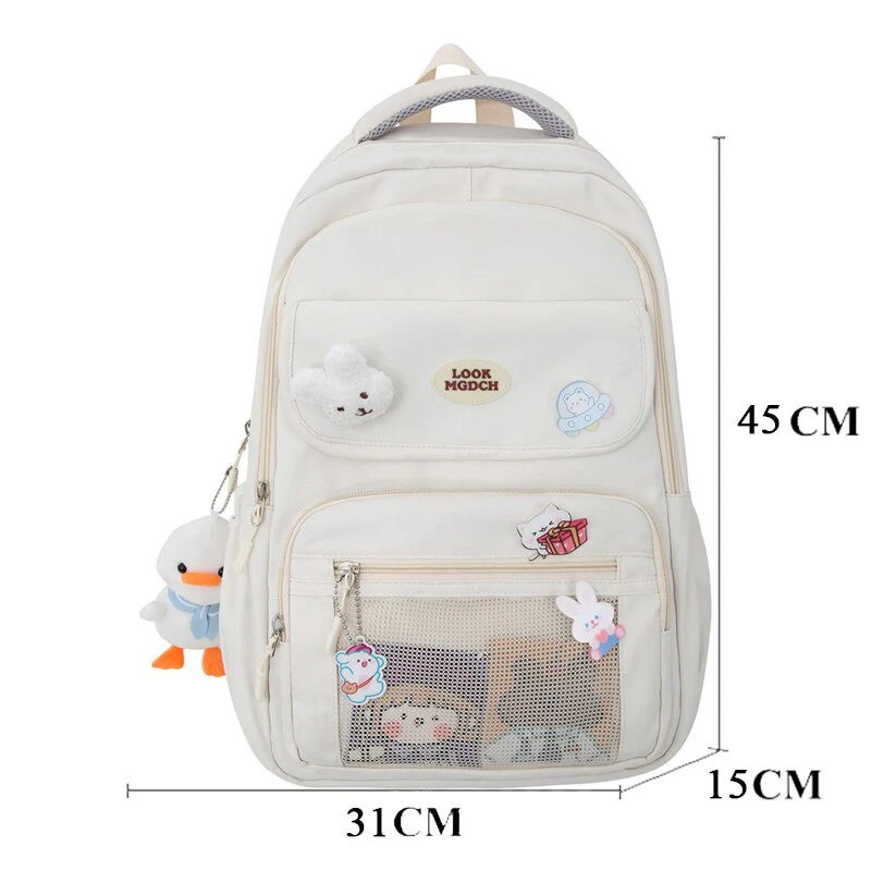 Back to school   Fashion Kawaii Student Schoolbag 2pcs Set Bag Girls Cute Waterproof Backpack Travel Mochila Teens Bookbag Shoulder Bag - Deanwangkt