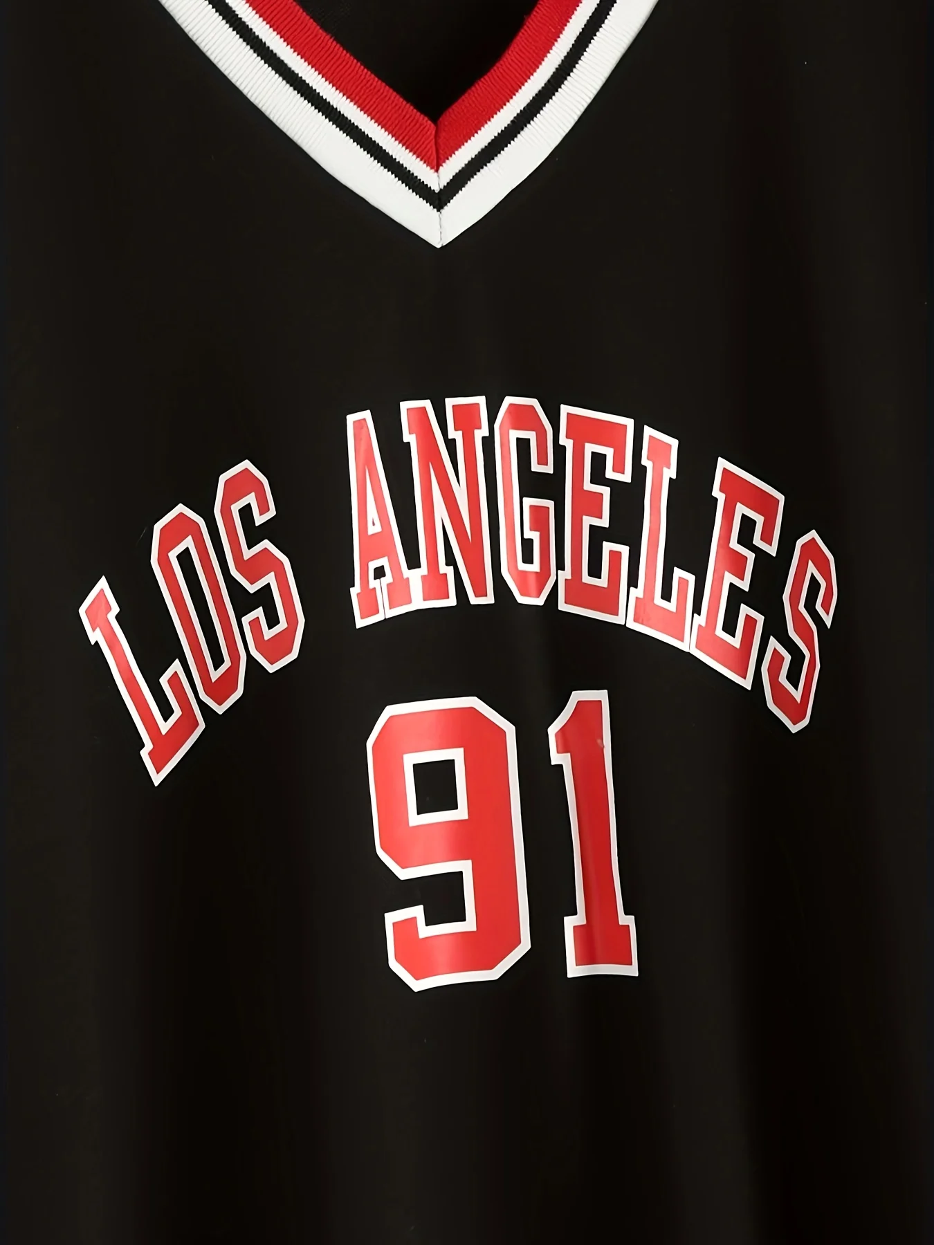 deanwangkt-1  Los Angeles Print V Neck T-Shirt, Casual Long Sleeve Top For Spring & Fall, Women's Clothing - Deanwangkt