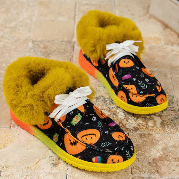 deanwangkt - Black Casual Patchwork Frenulum Printing Round Keep Warm Comfortable Out Door Shoes - Deanwangkt
