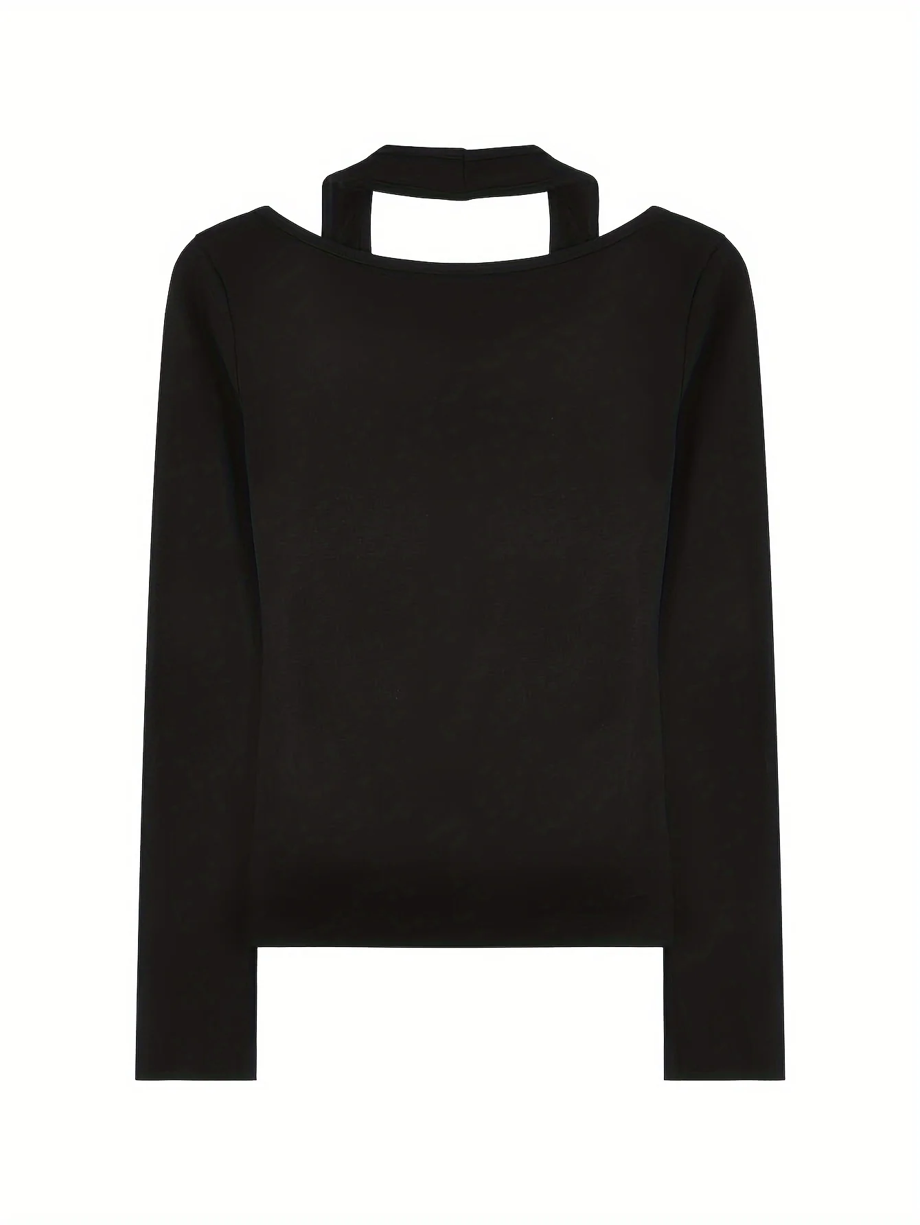 deanwangkt  Faux Twinset Halter Neck Top, Casual Long Sleeve Button Top For Spring & Fall, Women's Clothing - Deanwangkt