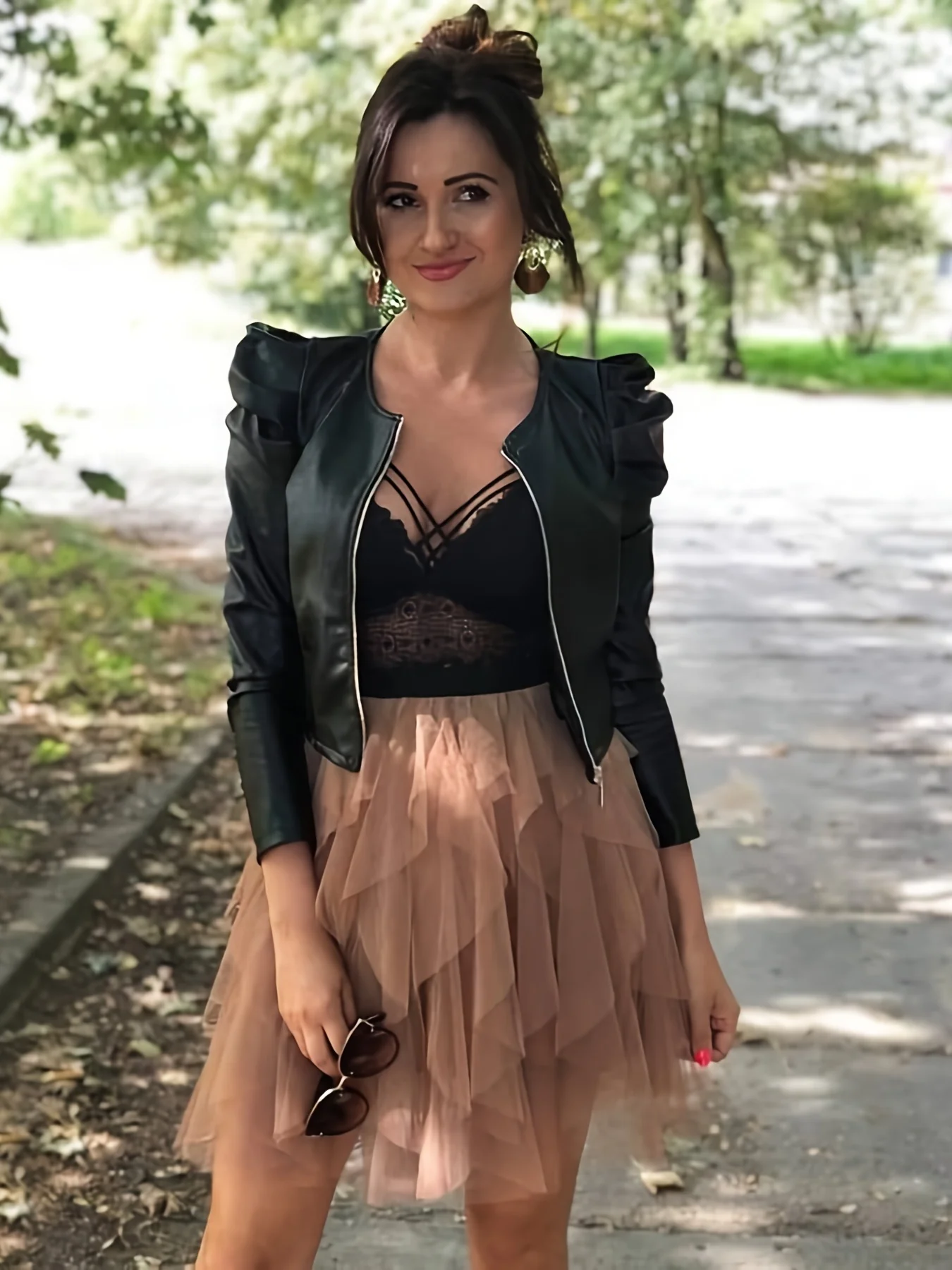 Casual Faux Leather Jacket, Lapel PU Long Sleeve Fashion Loose Outerwear, Women's Clothing - Deanwangkt