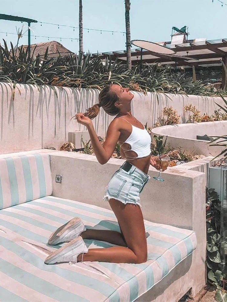 deanwangkt  Sexy Women Vest Crop TopSleeveless Tanks Beach Women Sports Tank Tops Bodycon Party Backless Spaghetti Straps Clubwear - Deanwangkt