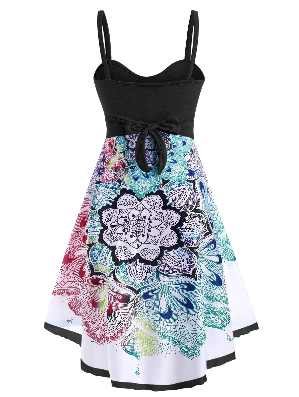 deanwangkt Plus Size Bohemian Dress Women Casual Flower Crossover Sleeveless Dress Spaghetti Strap Holiday Beach Dress Vestidos - Deanwangkt