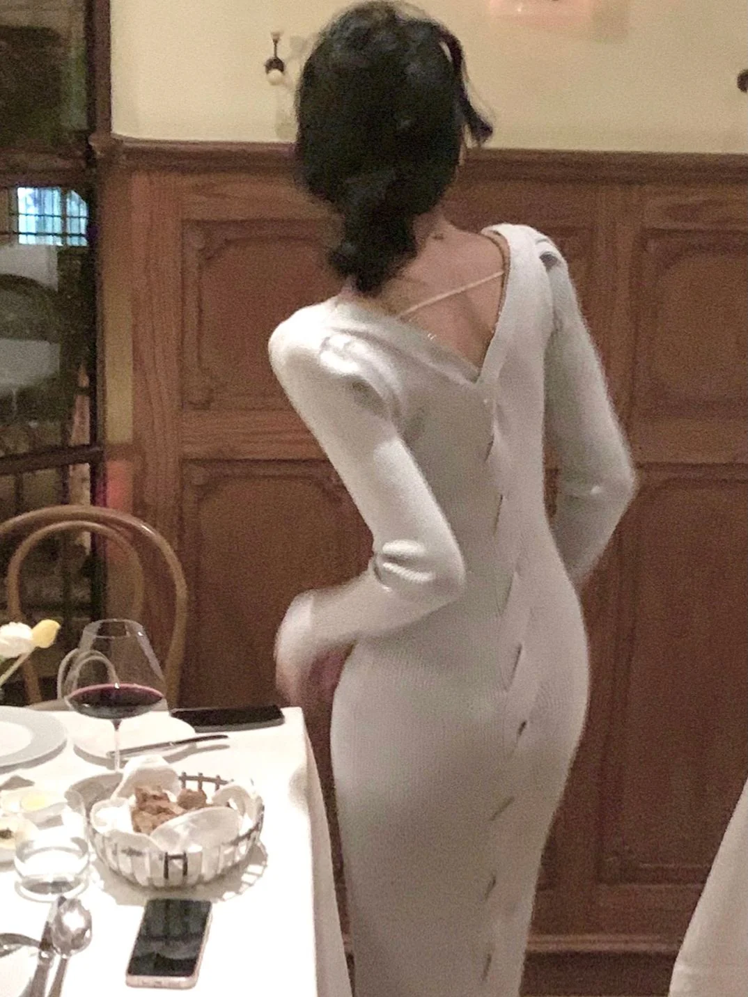 deanwangkt French Square Neck Knitted Midi Dresses Women New Autumn Sexy Bodycon Elegant Party Evening Fashion One Piece Female Clothing - Deanwangkt