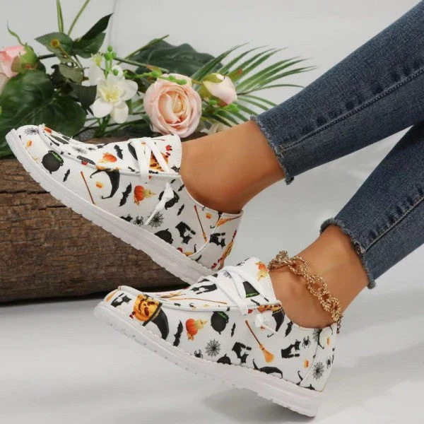 deanwangkt - White Casual Patchwork Printing Round Comfortable Out Door Shoes - Deanwangkt
