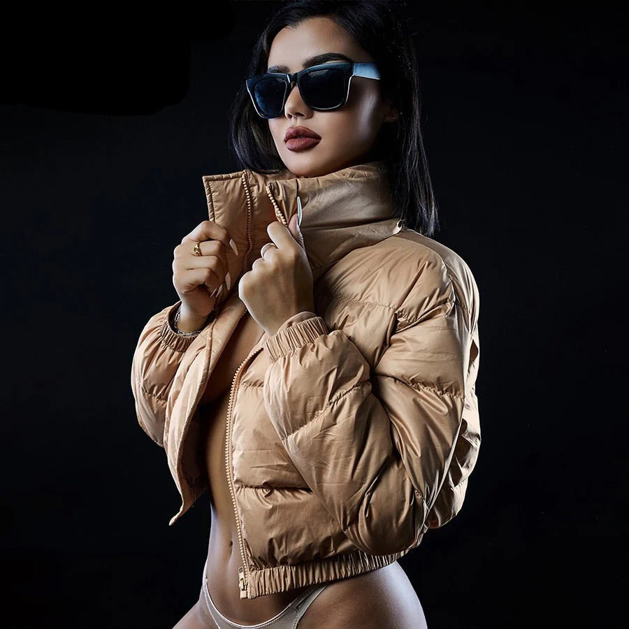 deanwangkt Pure Cotton Heavy Coat Women Harajuku Solid Herfst Warming Slim Casual Style Outwear Long Sleeve Turtleneck Casualwear - Deanwangkt